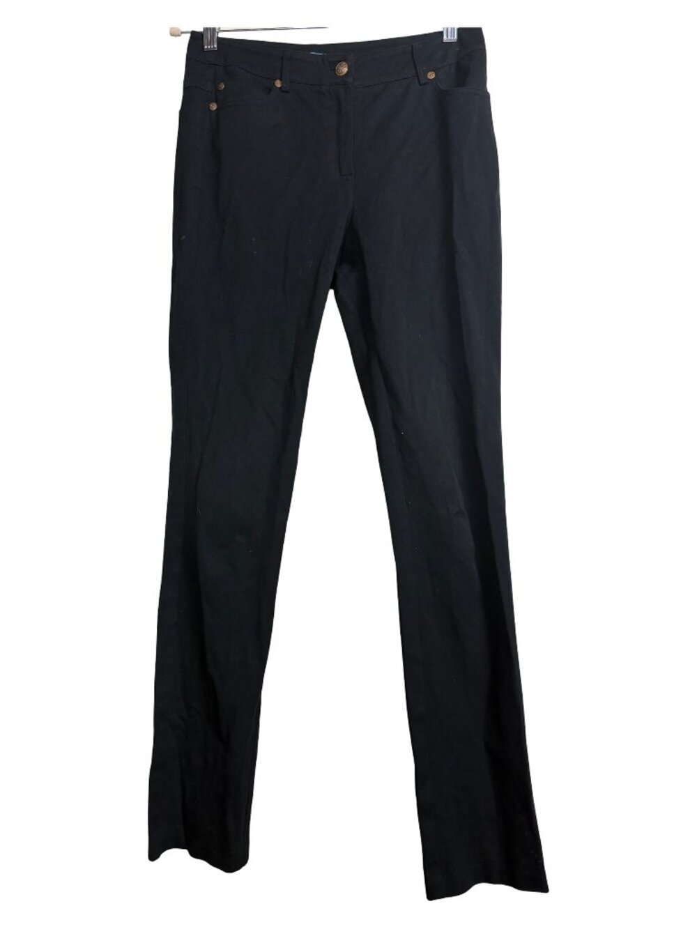 J.McLaughlin Compass Button Black Stretch Straight Leg Pants Women’s Size 4 - Picture 2 of 7